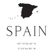 Mapa Spain map and coordinates, Blursbyai, 26.7 × 40 cm