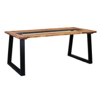 Jídelní stůl 180x90x75 cm masivní akáciové dřevo a sklo 288067