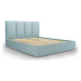 Světle modrá čalouněná dvoulůžková postel s úložným prostorem s roštem 160x200 cm Juniper – Mazz