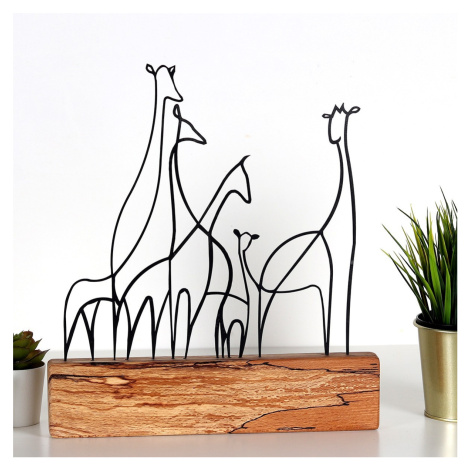 Hanah Home Kovová dekorace Giraffe Family 35 cm černá