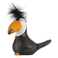Pták černý keramický s peřím 19cm