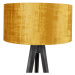 Stojací lampa stativ černý se stínidlem zlatá 50 cm - Tripod Classic