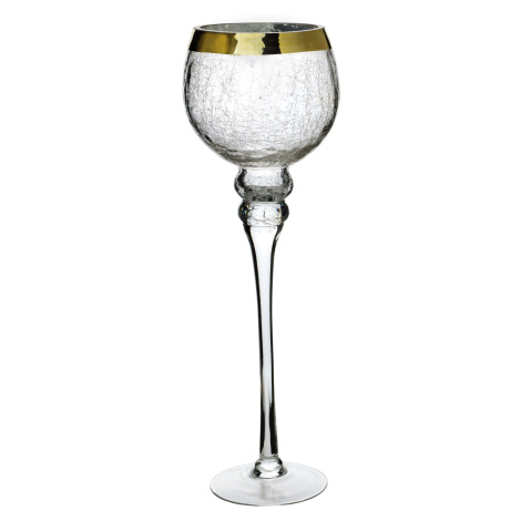 Mondex Skleněný svícen DONNA 40 cm čirý/zlatý