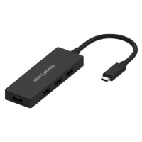 AlzaPower FlatCore USB-C (M) na 4× USB-A 2.0 (F) černý