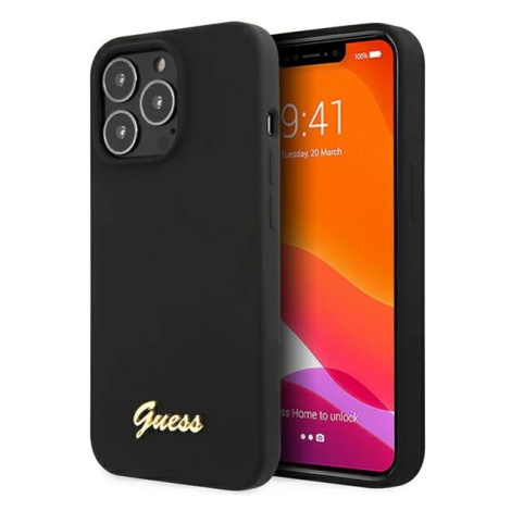 Kryt Guess GUHCP13XLSLMGBK iPhone 13 Pro Max 6.7" black hardcase Silicone Script Gold Logo (GUHC