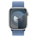 Apple Watch Series 9 Cellular 45mm Stříbrný hliník s ledově modrým provlékacím řemínkem Stříbrná