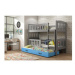 Dětská patrová postel KUBUS s výsuvnou postelí 90x200 cm - grafit Modrá