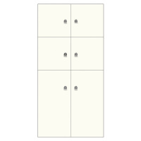 BISLEY LateralFile™ Lodge, se 6 uzamykatelnými boxy, výška 4 x 375 mm, 2 x 755 mm, čistá bílá