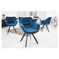 Estila Stylová sametová židle Antik modrá