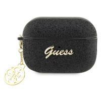 Pouzdro Guess AirPods Pro 2 cover black Glitter Flake 4G Charm (GUAP2GLGSHK)