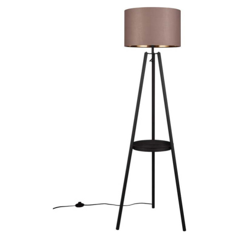 Černá stojací lampa s poličkou (výška 152 cm) Colette – Trio