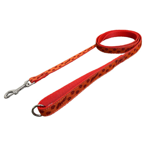 Bafpet Popruhové vodítko"Tlapky-baf" - Červená, 15mm × 150cm 18208TB
