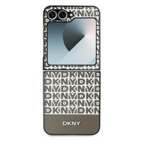 DKNY PU Leather Repeat Pattern Bottom Stripe Zadní Kryt pro Samsung Galaxy Z Flip6 Brown