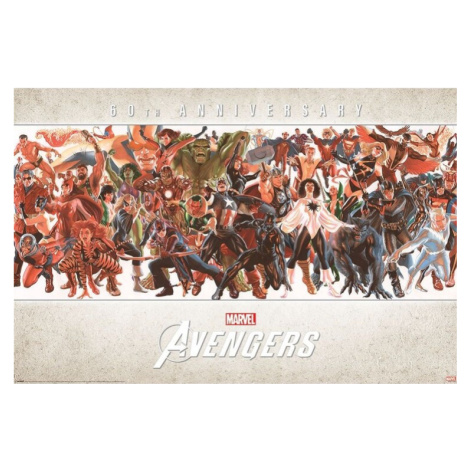 Plakát, Obraz - Avengers - 60th Anniversary by Alex Ross, (91.5 x 61 cm) Pyramid