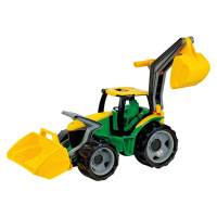 Traktor se lžící a bagrem plast zeleno-žlutý 65cm v krabici od 3 let - Lena
