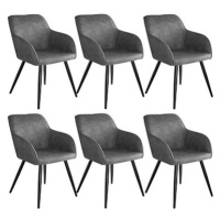 6× Židle Marilyn Stoff, šedo, černá
