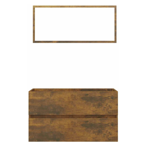 vidaXL 2dílný set koupelnového nábytku kouřový dub kompozitní dřevo