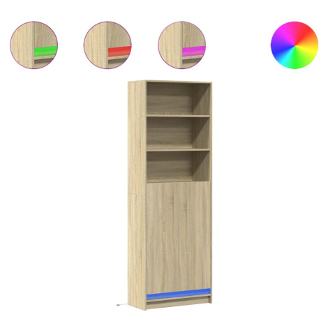 vidaXL Skříň highboard s LED dub sonoma 69 x 32,5 x 200 cm kompozit