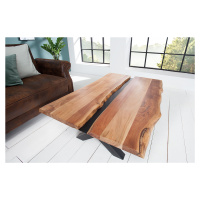 Estila Designový konferenční stolek Amazonas z masivního akáciového dřeva s překříženými nožička