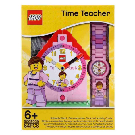 Lego® time teacher výuková stavebnice hodin + hodinky růžové (poškozený obal)