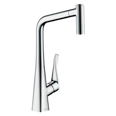 Dřezová baterie Hansgrohe Metris s vytahovací sprškou, 2 proudy chrom 73824000