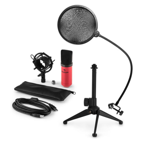 Auna MIC-900RD V2, USB mikrofonní sada, kondenzátorový mikrofon + pop-filter + stolní stativ