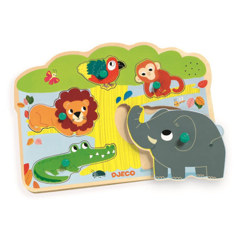 Djeco Vkládací puzzle Zvířátka z džungle se zvuky