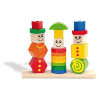 Dřevěná skládačka figurky Stacking Puzzle Figures Eichhorn barevné a vzorované tvary 21 dílů od 