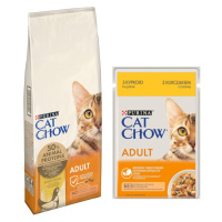PURINA Cat Chow, 15 kg + 26 x 85 g Cat Chow kapsičky zdarma - Adult Chicken 15 kg + kuřecí 26 x 