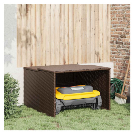 vidaXL Garáž pro robotickou sekačku hnědá 86 x 90 x 52/57 cm polyratan