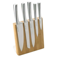 Sada 5 nožů z nerezové oceli s magnetickým bambusovým blokem Jean Dubost Meteor Bamboo