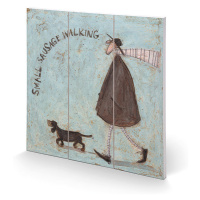 Dřevěný obraz Sam Toft - Small Sausage Walking, 30 × 30 cm