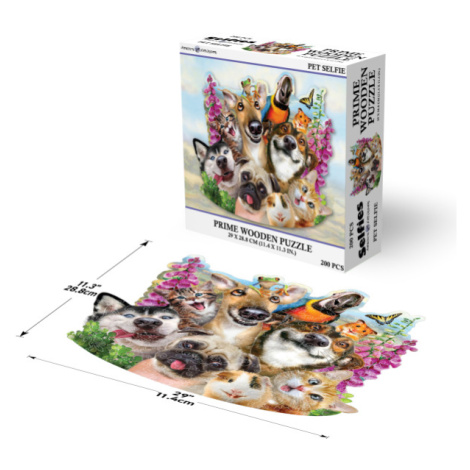 PRIME 3D Dřevěné PUZZLE - Selfie se zvířátky 200 dílků - 46PR-12525