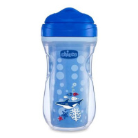 Chicco hrneček Active termo s tvrdým pítkem 266 ml, modrý, žralok 14 m+