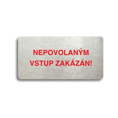 Accept Piktogram "NEPOVOLANÝM VSTUP ZAKÁZÁN" (160 × 80 mm) (stříbrná tabulka - barevný tisk bez 