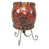 Näve Stolní lampa Enya se skleněnou mozaikou, červená