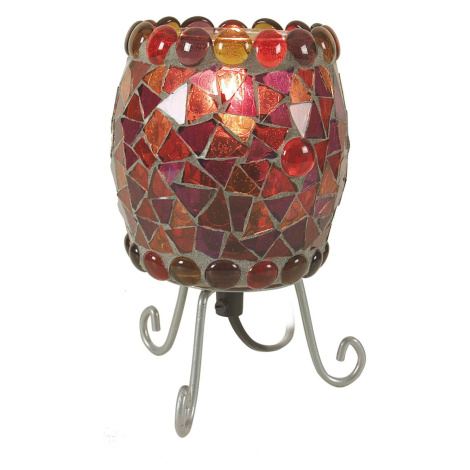 Näve Stolní lampa Enya se skleněnou mozaikou, červená