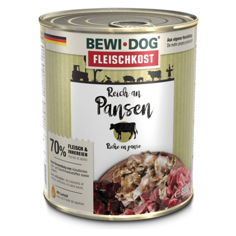Bewi Dog – masitá strava pro psy s vysokým obsahem drštěk 6 × 800 g Bewi-Dog