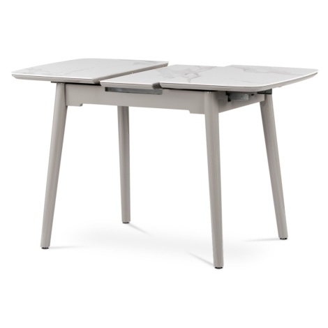 Jídelní stůl MEDININ typ 1, bílý mramor/šedý vysoký lesk Autronic
