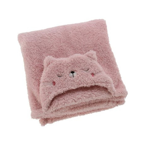H&L Dětská deka/župan s kapucí Kočička, 70 × 100 cm, růžová