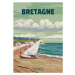 Ilustrace Travel poster Bretagne France, vintage sailboat,, VectorUp, 30x40 cm