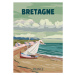 Ilustrace Travel poster Bretagne France, vintage sailboat,, VectorUp, 30 × 40 cm