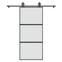 vidaXL Posuvné dveře s kováním 90x205 cm tvrzeného sklo a hliník