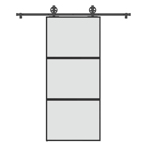 vidaXL Posuvné dveře s kováním 90x205 cm tvrzeného sklo a hliník