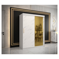Šatní skříň Abi Golden T2 Barva korpusu: Bílá, Rozměry: 150 cm, Dveře: Bílý Marmur + zlaté zrcad