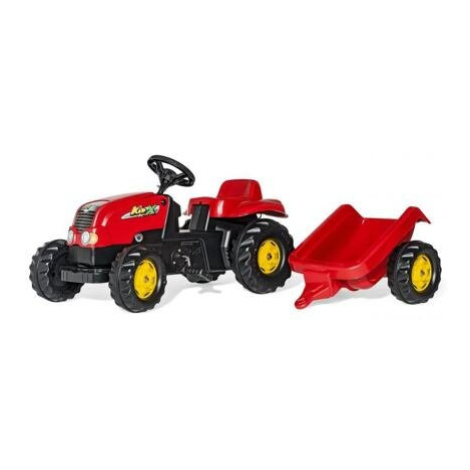 Šlapací traktor Rolly Kid s vlečkou - červený ROLLYTOYS