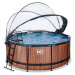 Bazén s krytem a pískovou filtrací Wood pool Exit Toys kruhový ocelová konstrukce 360*122 cm hně