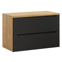 Comad Závěsná skříňka pod umyvadlo Ocean Black s deskou 90 cm černá/dub olejovaný