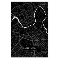 Mapa Pamplona black, (26.7 x 40 cm)