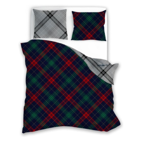 Faro Vánoční bavlněné povlečení Scandic 088 160x200 cm + 2x 70x80 cm tmavě modré/šedé